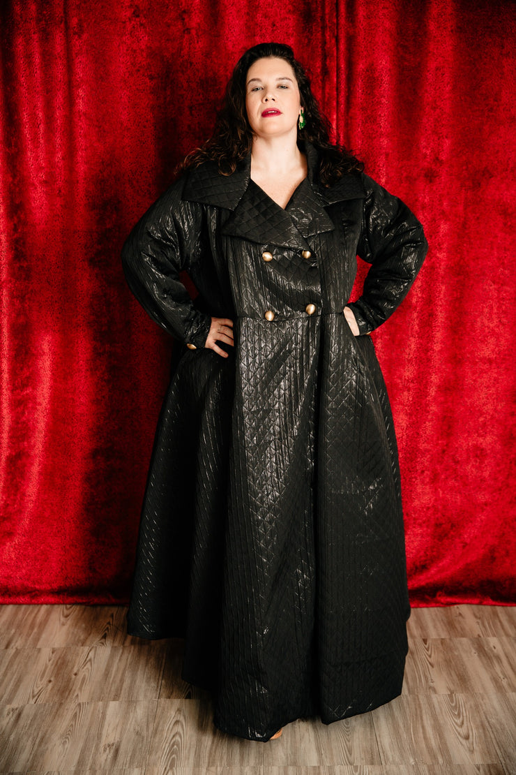 Assoluta Gown Coat: “Metallic Black Quilt”