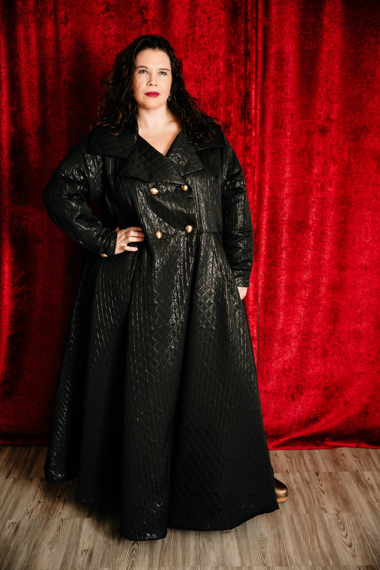 Assoluta Gown Coat: “Metallic Black Quilt”