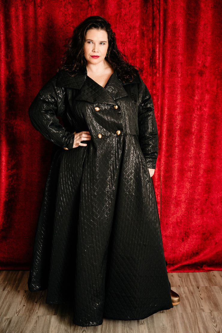 Assoluta Gown Coat: “Metallic Black Quilt”