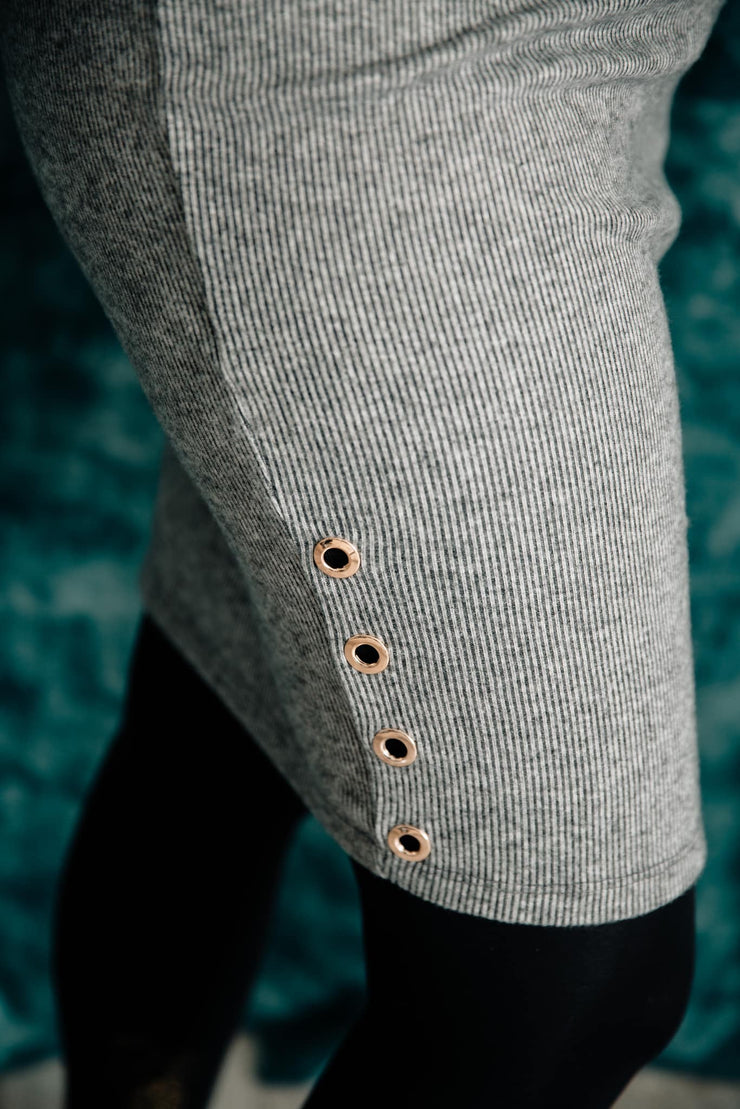 Grommet Knit Dress (Grey)
