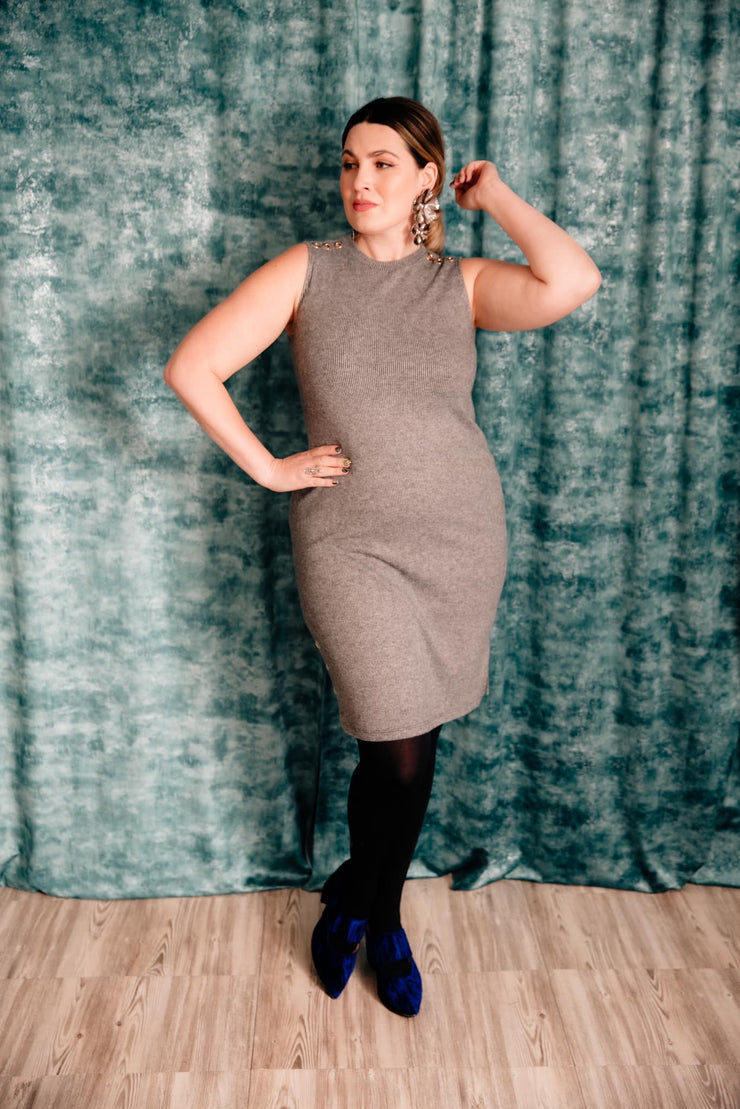 Grommet Knit Dress (Grey)