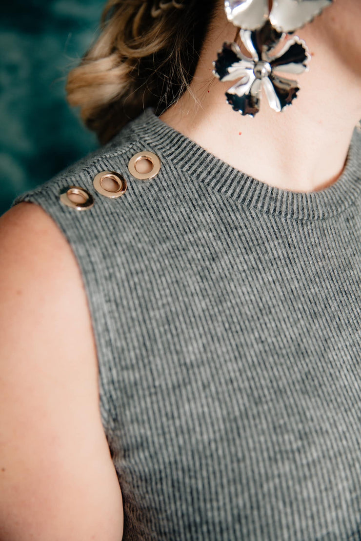 Grommet Knit Dress (Grey)