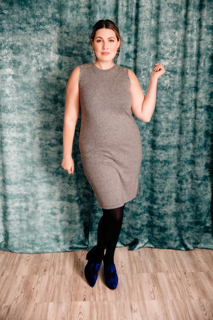 Grommet Knit Dress (Grey)