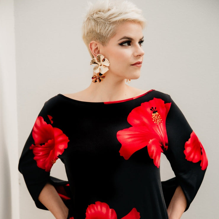Elegownza Cowl Back Gown (Red Hibiscus)