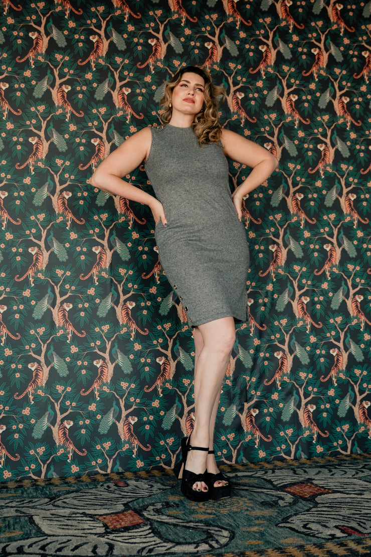 Grommet Knit Dress (Grey)