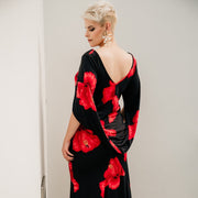 Elegownza Cowl Back Gown (Red Hibiscus)
