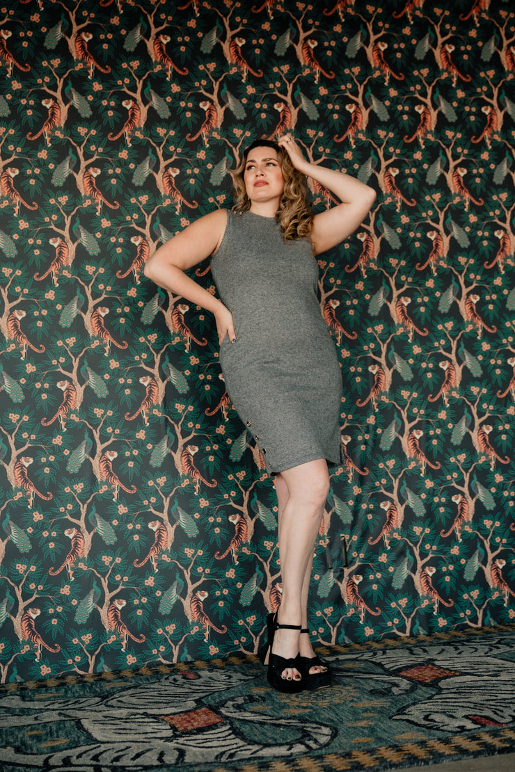 Grommet Knit Dress (Grey)