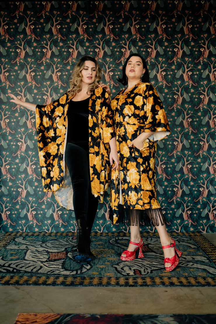Velvet Fringe Teatro Robe (Yellow Rose)