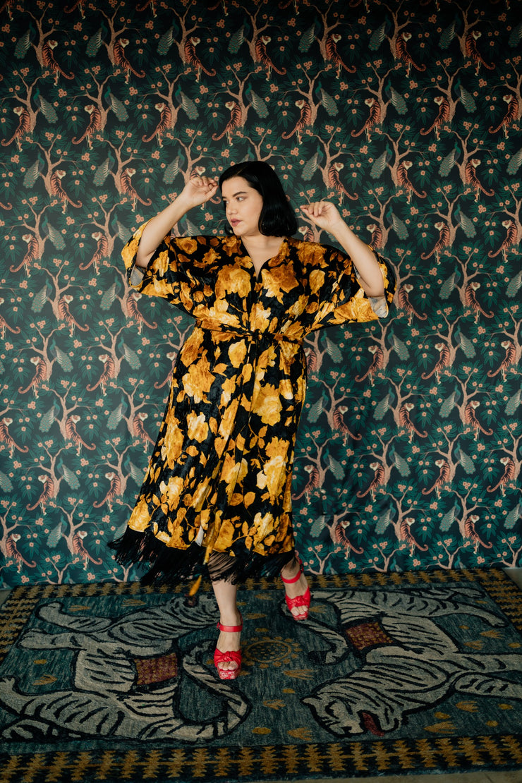 Velvet Fringe Teatro Robe (Yellow Rose)