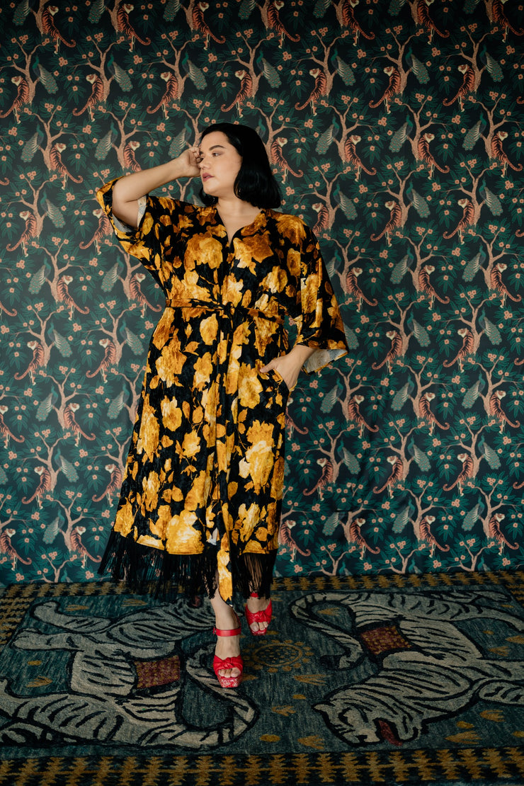 Velvet Fringe Teatro Robe (Yellow Rose)
