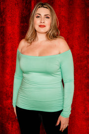 Shoulder Smolder Top (Seafoam)
