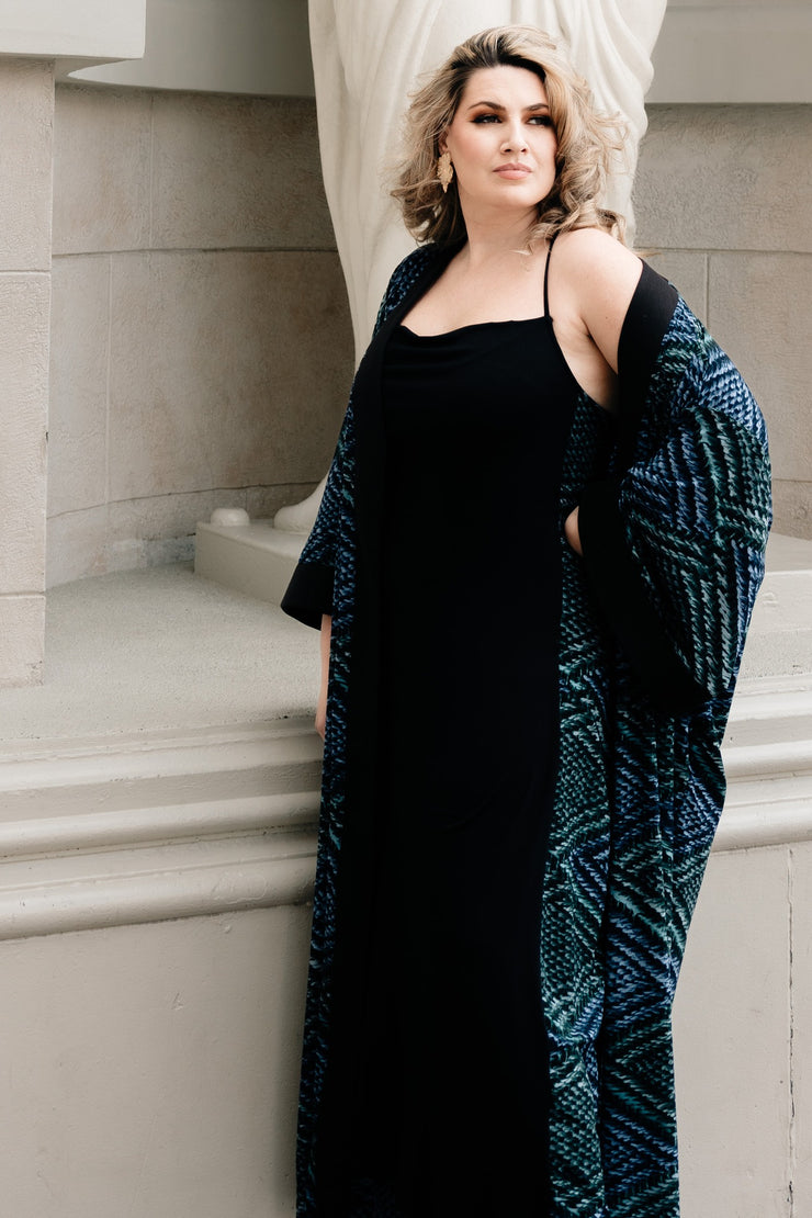 Fermata Long Dress "Blue Abstract"