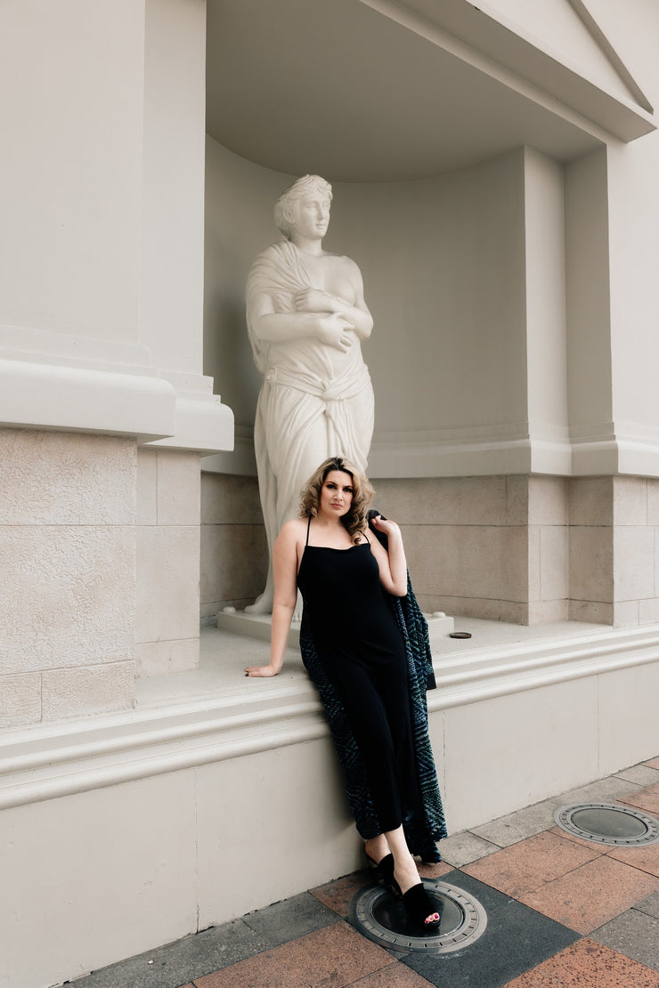 Fermata Long Dress "Blue Abstract"