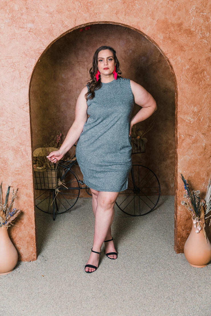 Grommet Knit Dress (Grey)