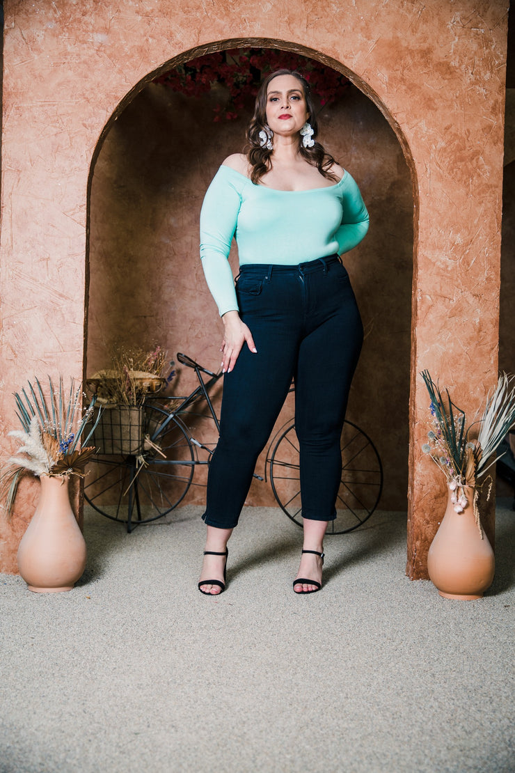 Shoulder Smolder Top (Seafoam)