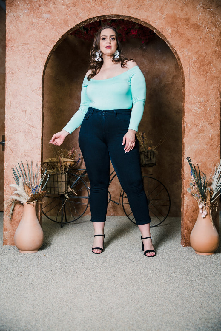 Shoulder Smolder Top (Seafoam)