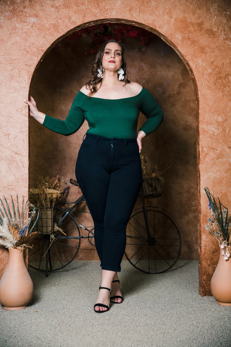 Shoulder Smolder Top (Hunter Green)