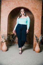 Shoulder Smolder Top (Seafoam)