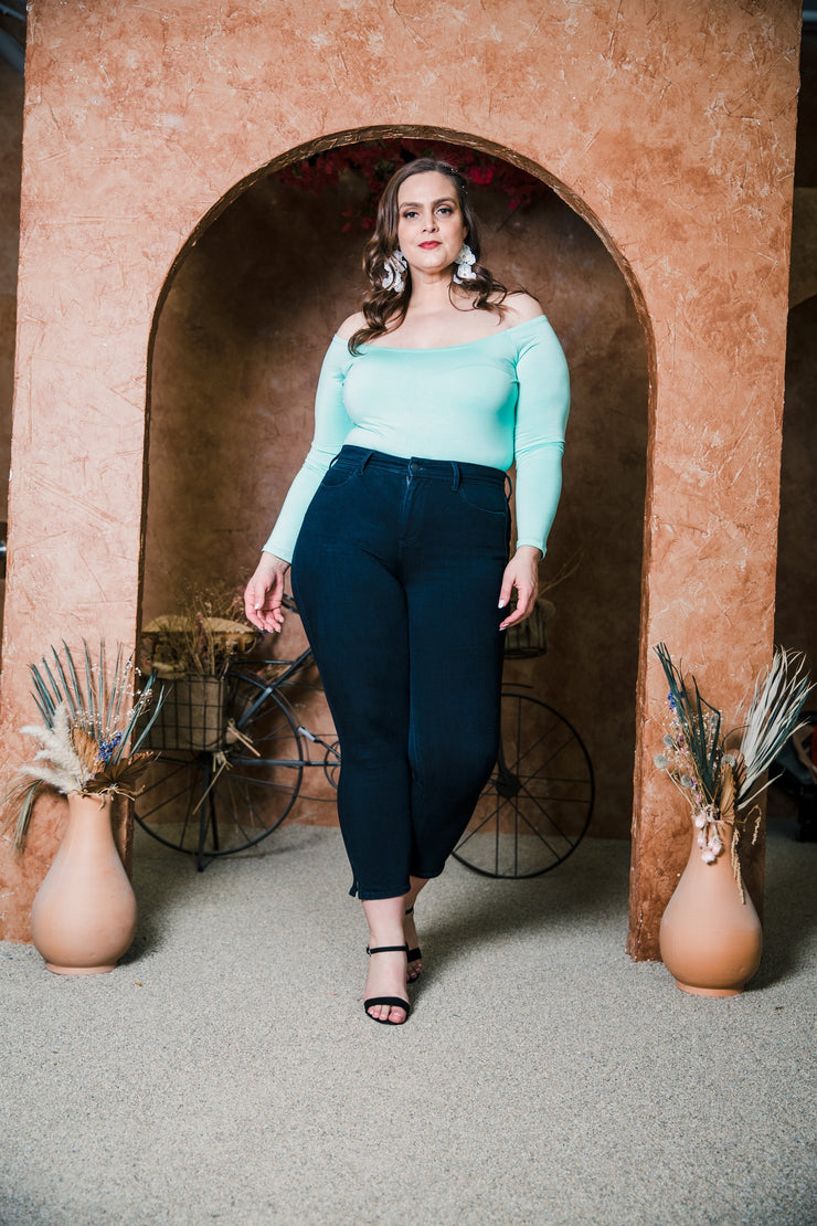 Shoulder Smolder Top (Seafoam)