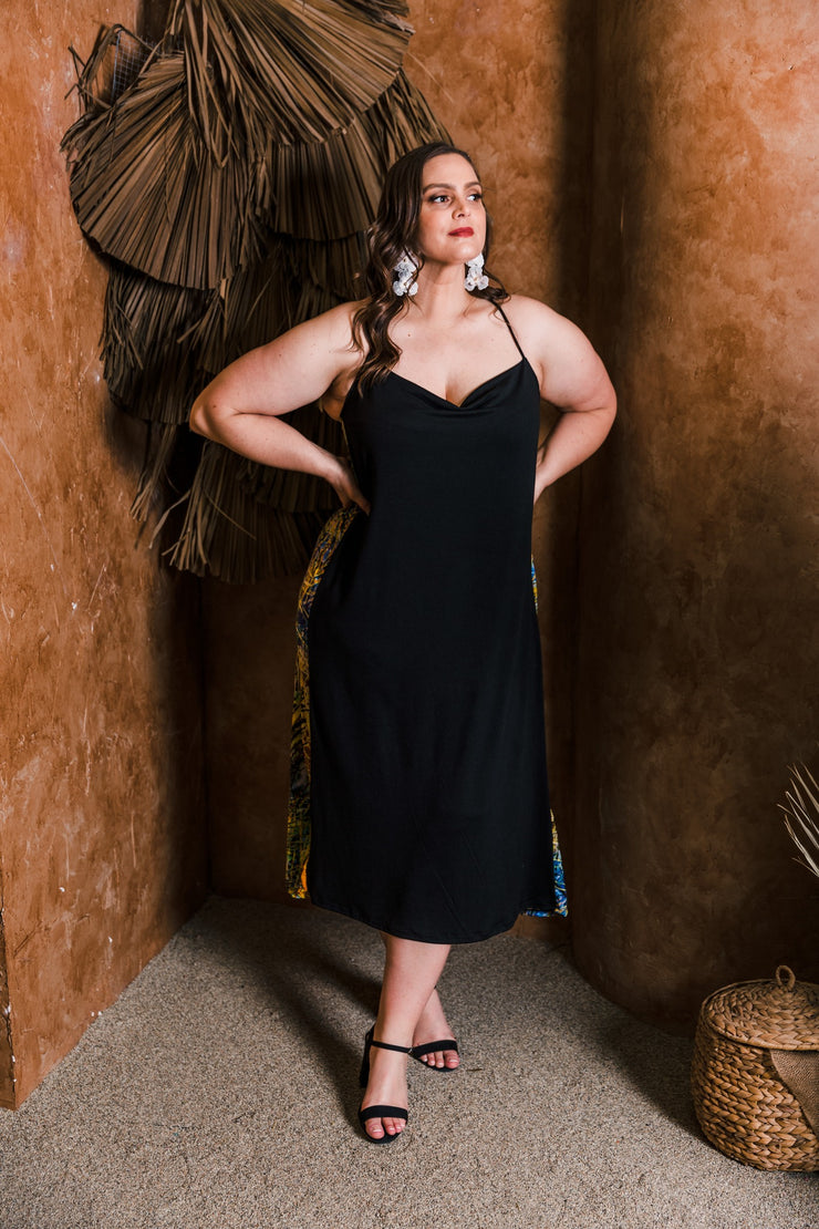 Fermata Long Dress "Black Peacock"