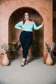 Shoulder Smolder Top (Seafoam)