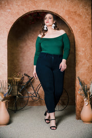 Shoulder Smolder Top (Hunter Green)