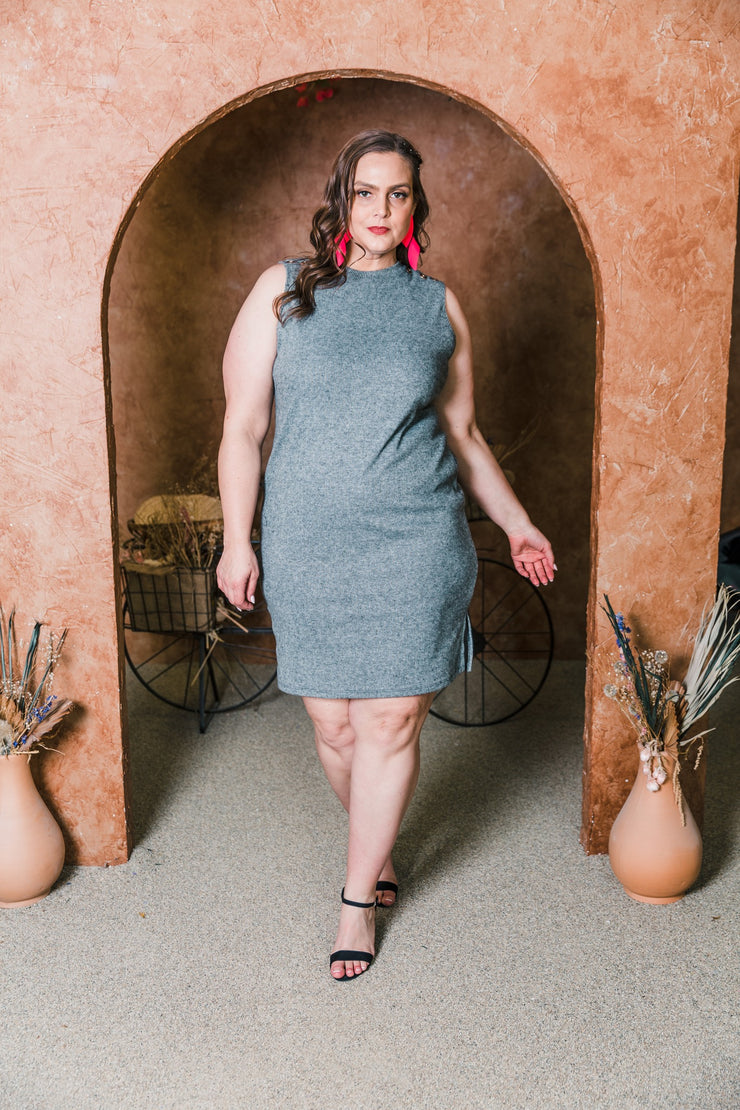 Grommet Knit Dress (Grey)