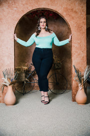 Shoulder Smolder Top (Seafoam)