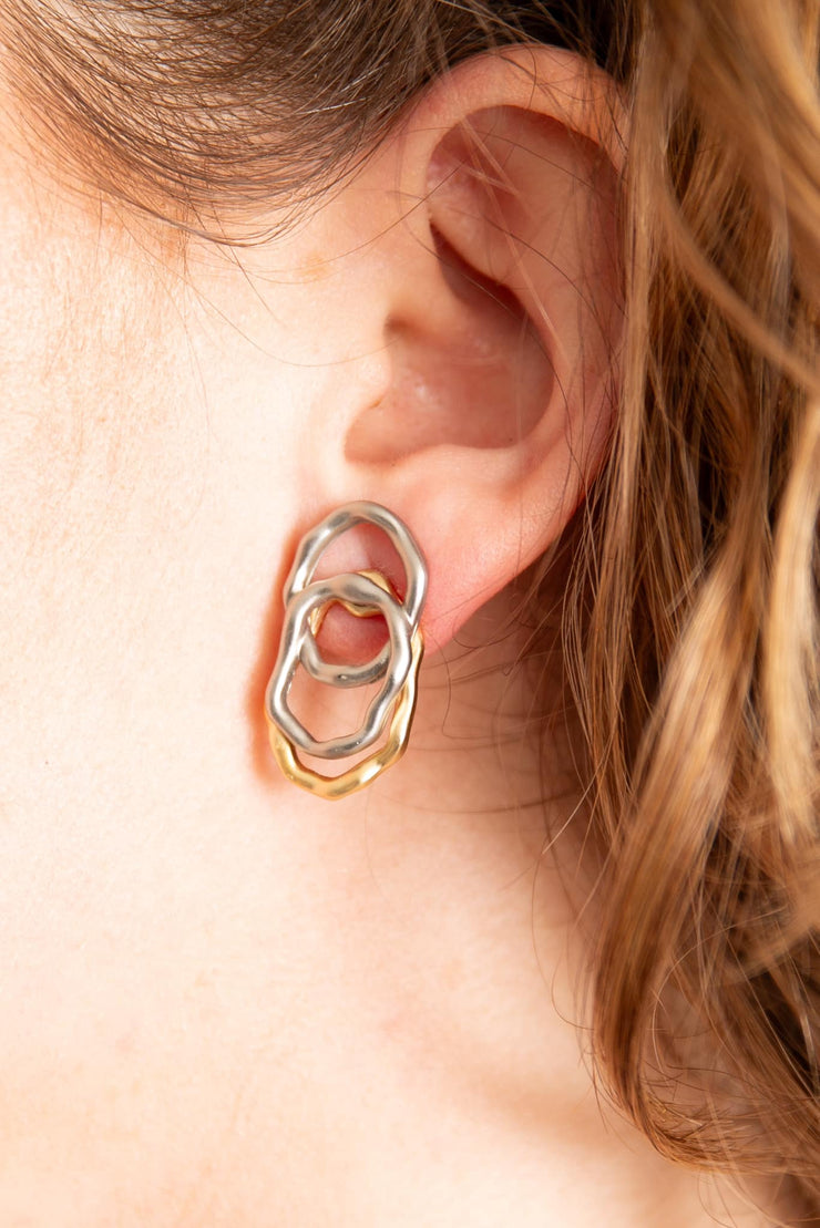 Escape From Paris: Small Silver and Gold Hammered Circle Earrings