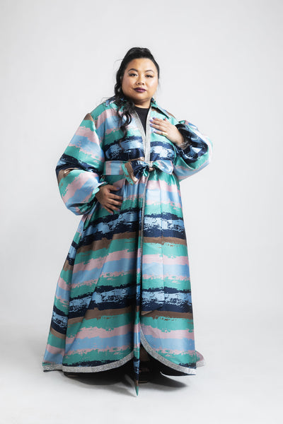Roma Coat with Swarovski Crystals in "Sea”