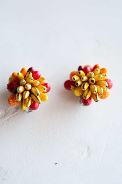 Clip-On Vintage Fruit Bowl Earrings