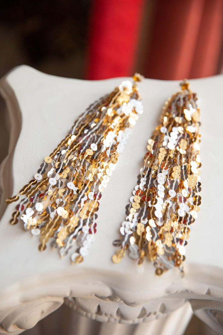 Screw Back Sequin Vintage Earrings