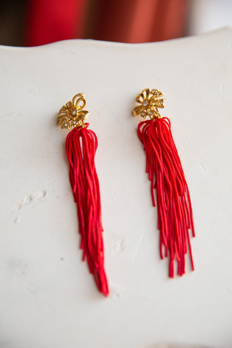 1950s Red Clip On Vintage Earrings